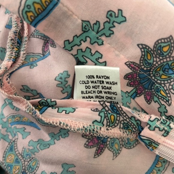 Tallow‎ Pink Paisley Sleeveless Mini Dress Keyhole Peter Pan Collar * 6 - Picture 6 of 8